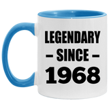 56th Birthday Legendary Since 1968 - 11oz Accent Mug Blue