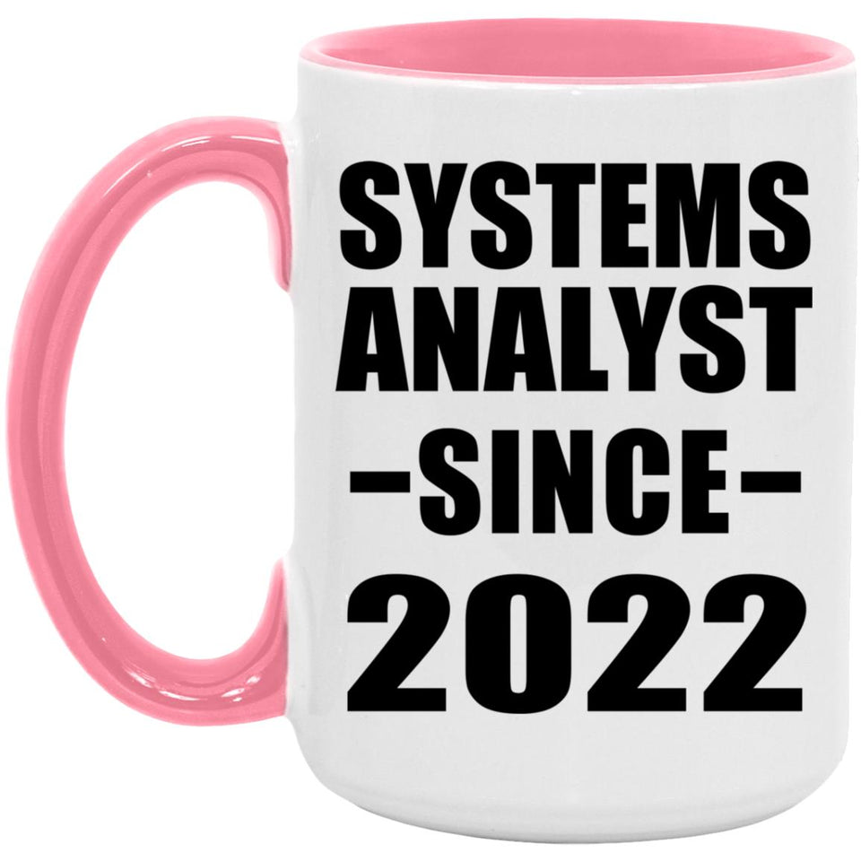 Systems Analyst Since 2022 - 15oz Accent Mug Pink