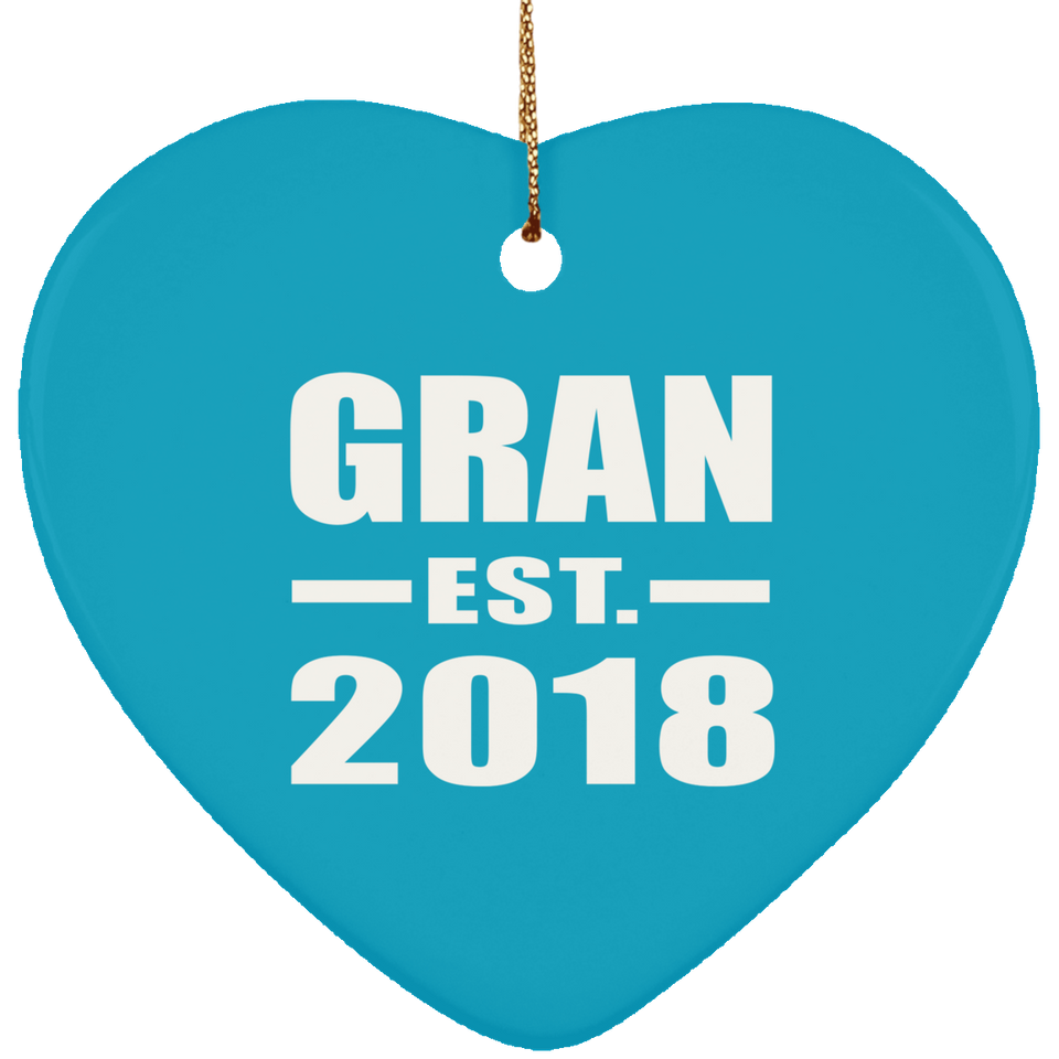 Gran Established EST. 2018 - Heart Ornament