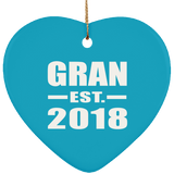 Gran Established EST. 2018 - Heart Ornament