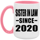 Sister In Law Since 2020 - 15oz Accent Mug Pink
