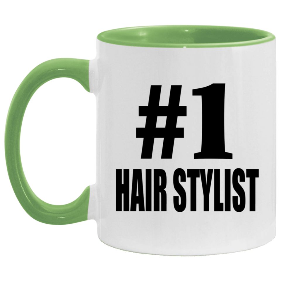 Number One #1 Hair Stylist - 11oz Accent Mug Green