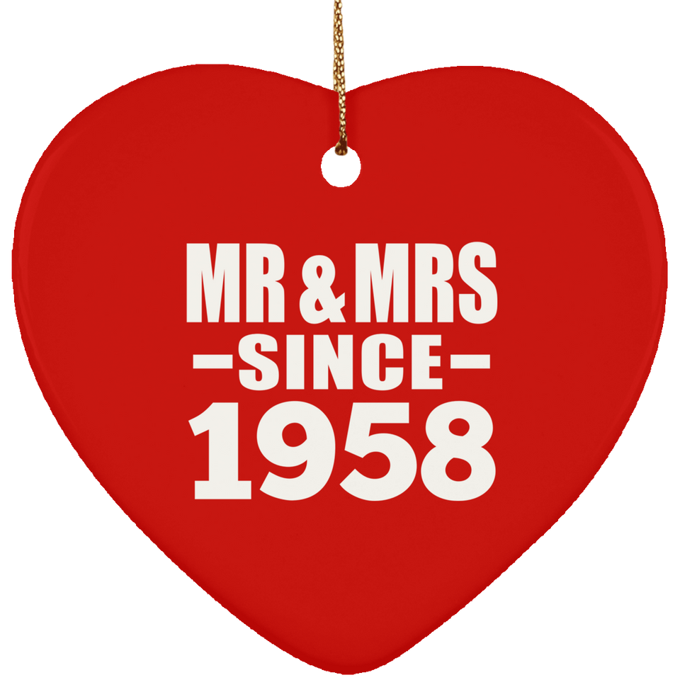 66th Anniversary Mr & Mrs Since 1958 - Heart Ornament