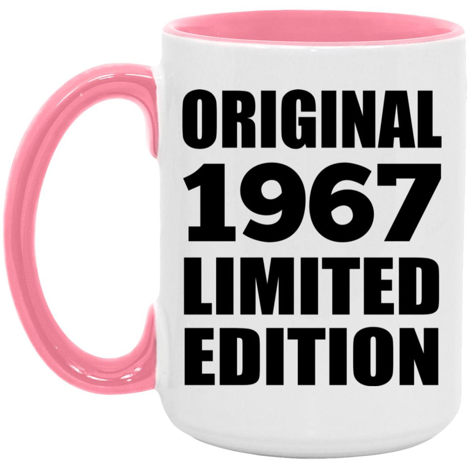 57th Birthday Original 1967 Limited Edition - 15oz Accent Mug Pink