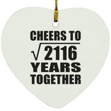 46th Anniversary Cheers To Square Root of 2116 Years Together - Heart Ornament
