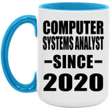 Computer Systems Analyst Since 2020 - 15oz Accent Mug Blue