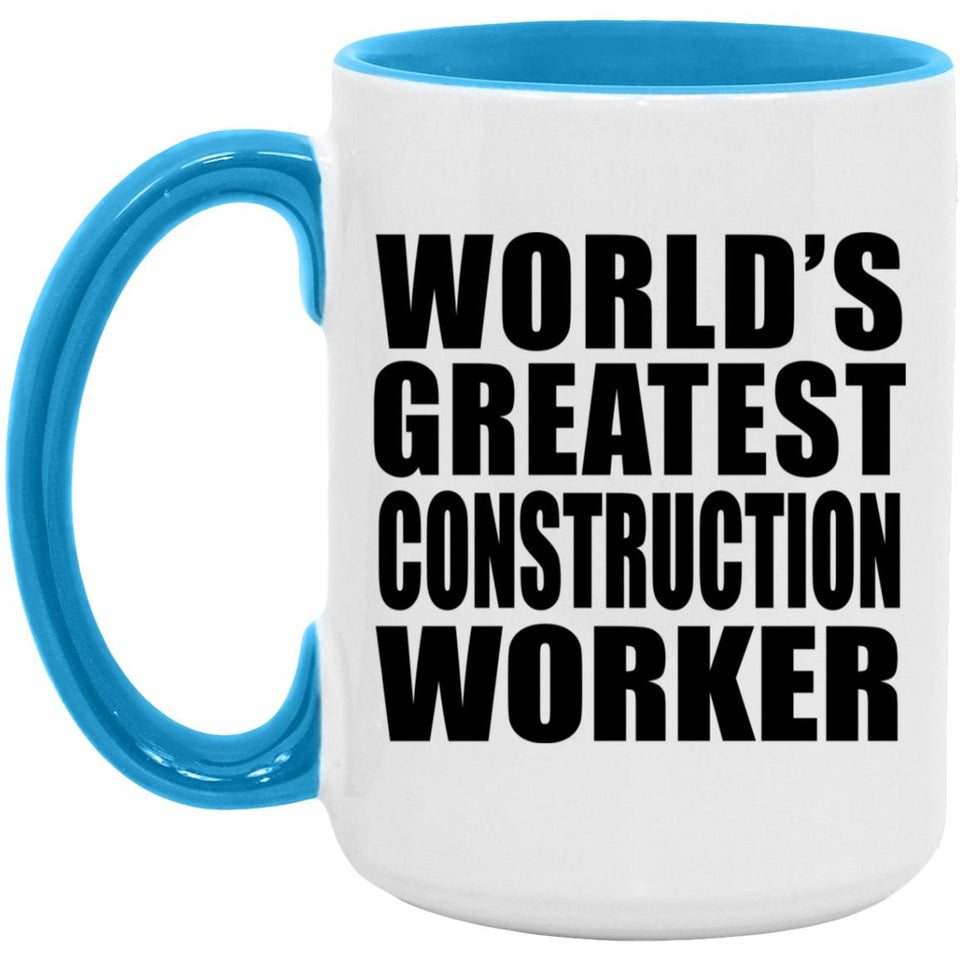 World's Greatest Construction Worker - 15oz Accent Mug Blue