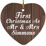 First Christmas As Mr & Mrs Simmons - Heart Ornament D