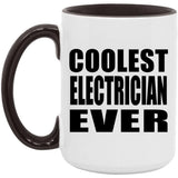 Coolest Electrician Ever - 15oz Accent Mug Black