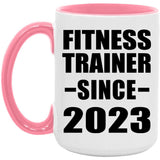 Fitness Trainer Since 2023 - 15oz Accent Mug Pink
