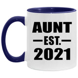 Aunt Established Est. 2021 - 11oz Accent Mug Purple