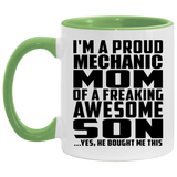 Proud Mechanic Mom Of Awesome Son - 11oz Accent Mug Green