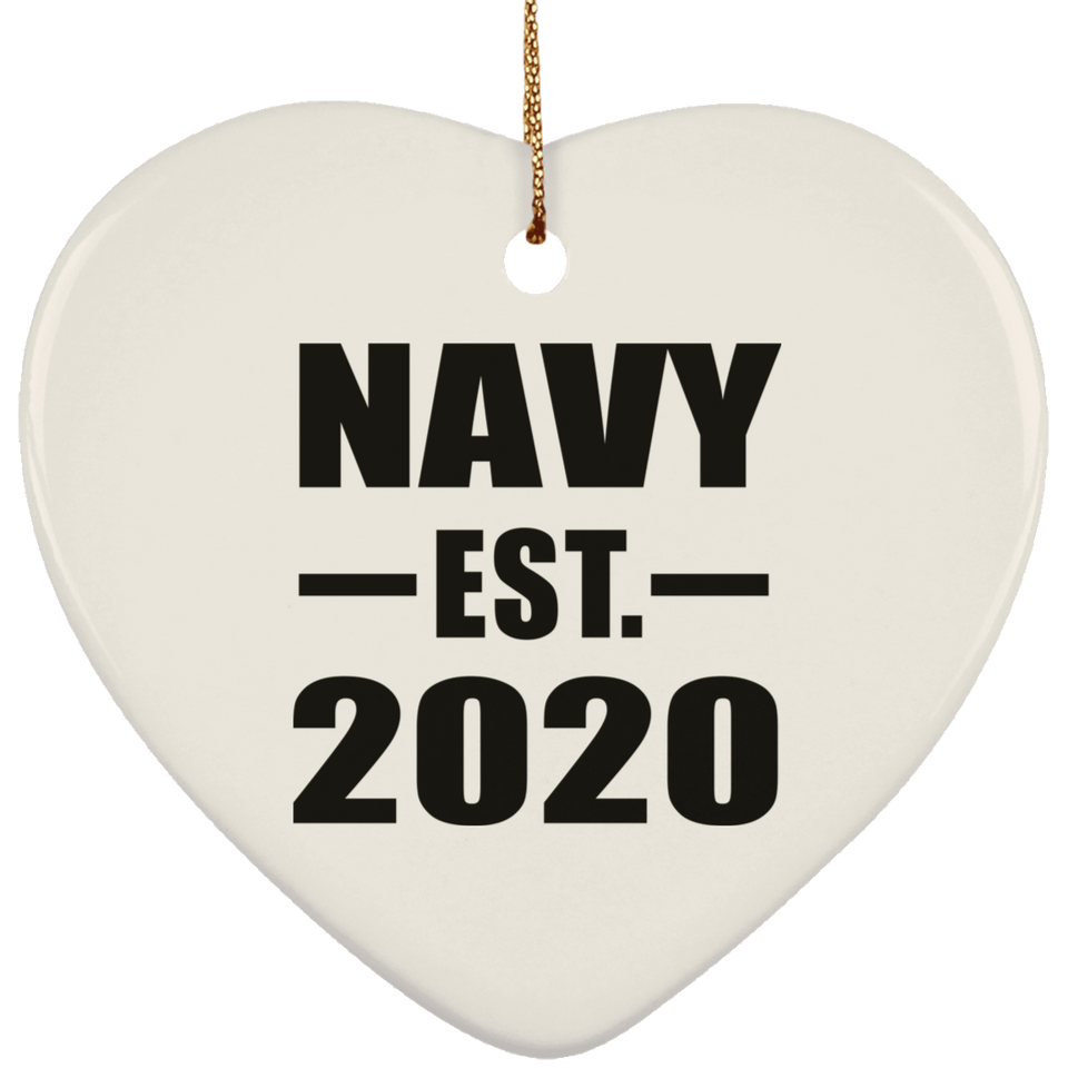 Navy Established EST. 2020 - Heart Ornament