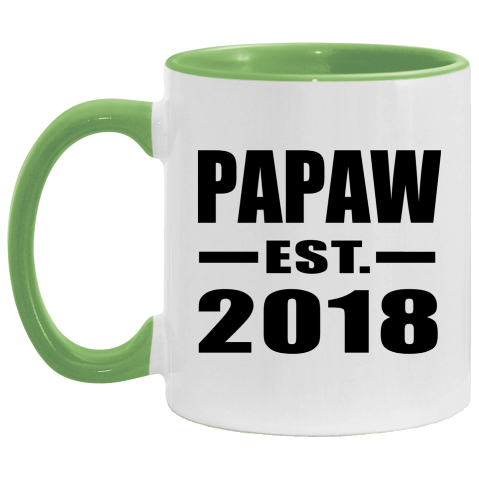 Papaw Established EST. 2018 - 11oz Accent Mug Green