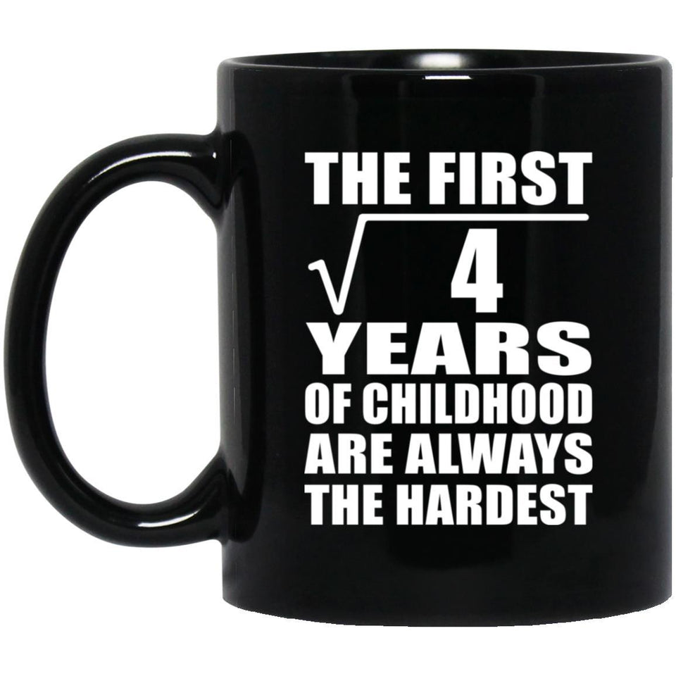2nd Birthday Square Root of 4 Years of Childhood - 11oz Coffee Mug Black