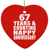 Happy 67th Anniversary 67 Years & Counting - Heart Ornament