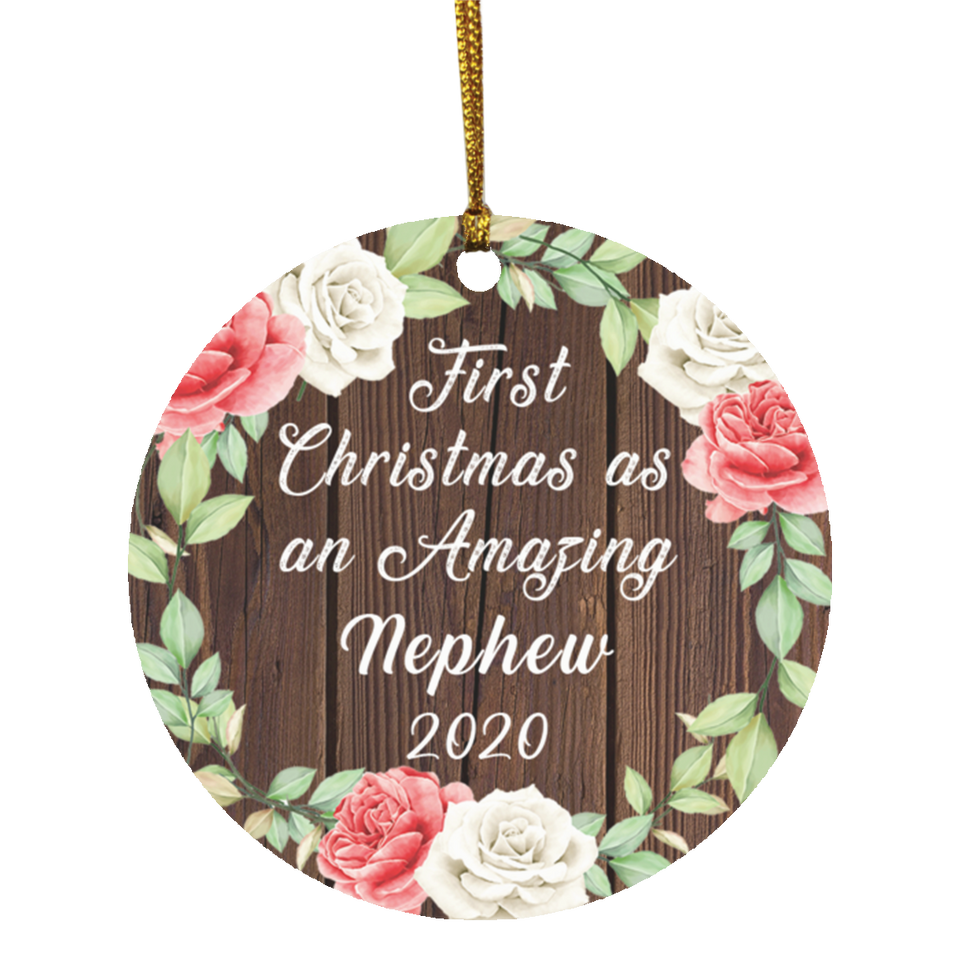 First Christmas As an Amazing Nephew 2020 - Circle Ornament A