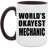 World's Okayest Mechanic - 15oz Accent Mug Black
