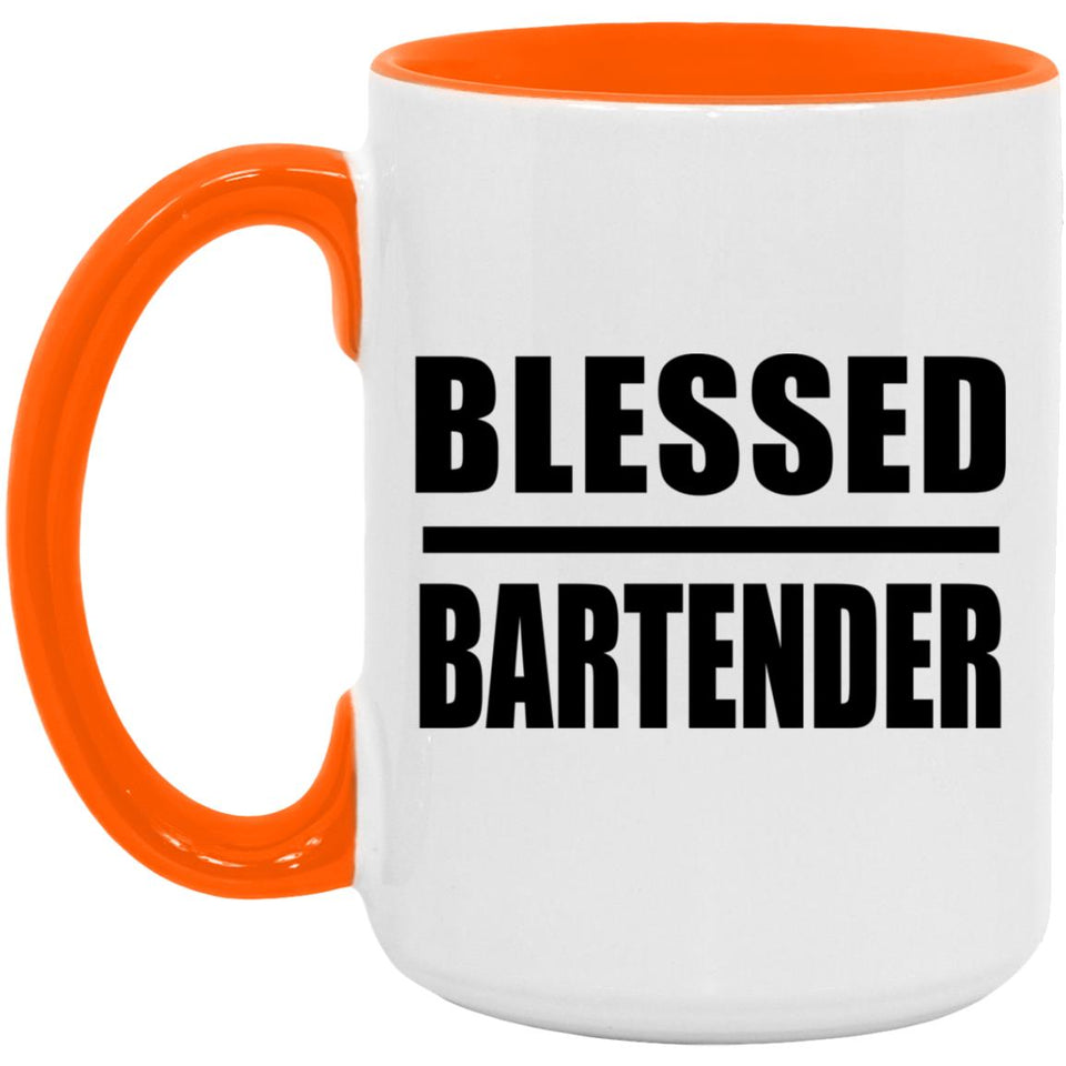 Blessed Bartender - 15oz Accent Mug Orange