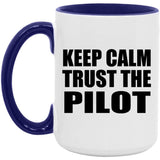 Keep Calm and Trust The Pilot - 15oz Accent Mug Purple