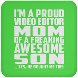 Proud Video Editor Mom Of Awesome Son - Drink Coaster