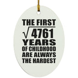 69th Birthday Square Root of 4761 Years of Childhood - Oval Ornament