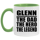 Glenn The Dad The Hero The Legend - 11oz Accent Mug Green