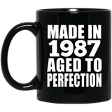 37th Birthday Made In 1987 Aged to Perfection - 11 Oz Coffee Mug Black
