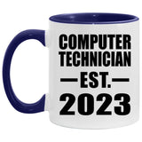Computer Technician Established Est. 2023 - 11oz Accent Mug Purple