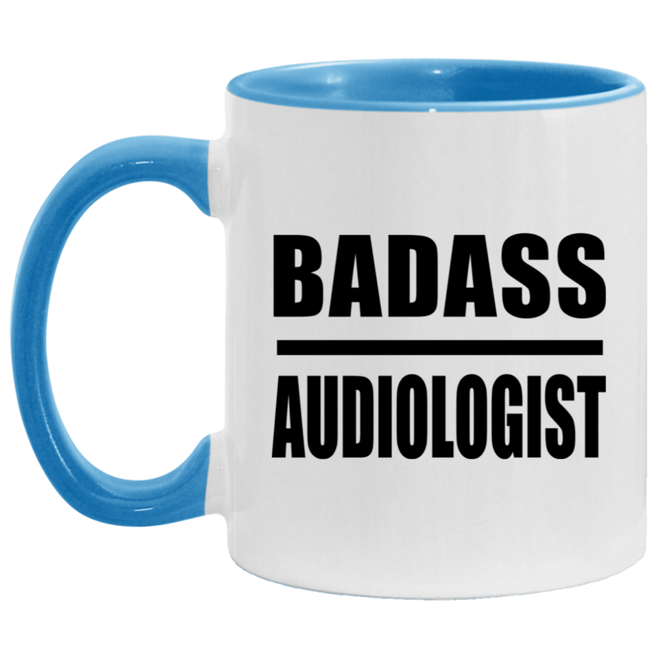 Badass Audiologist - 11oz Accent Mug Blue