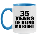 35th Anniversary 35 Years Of Being Mr Right - 11oz Accent Mug Blue