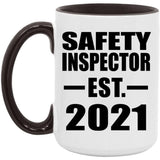 Safety Inspector Established EST. 2021 - 15oz Accent Mug Black