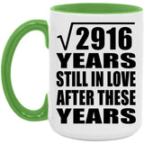 54th Anniversary Square Root of 2916 Years Still In Love - 15oz Accent Mug Green