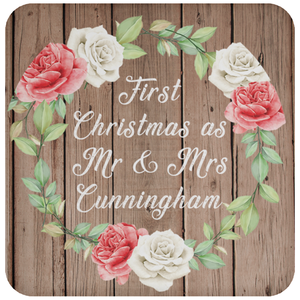 First Christmas As Mr & Mrs Cunningham - Drink Coaster B