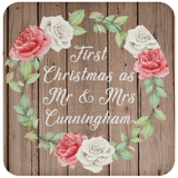 First Christmas As Mr & Mrs Cunningham - Drink Coaster B