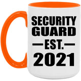Security Guard Established EST. 2021 - 15oz Accent Mug Orange