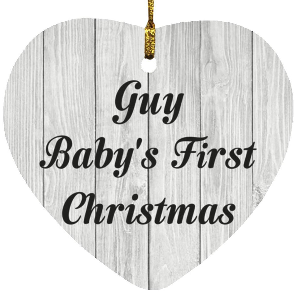 Guy Baby's First Christmas - Heart Ornament F