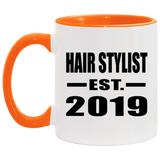 Hair Stylist Established EST. 2019 - 11oz Accent Mug Orange