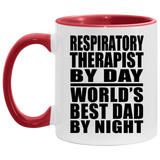 Respiratory Therapist By Day World's Best Dad By Night - 11oz Accent Mug Red
