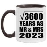 60th Anniversary Square Root of 3600 Years As Mr & Mrs 2023 - 11oz Accent Mug Black