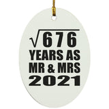 26th Anniversary Square Root of 676 Years As Mr & Mrs 2021 - Oval Ornament