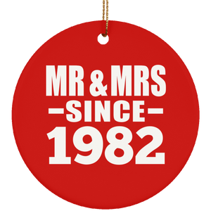 42nd Anniversary Mr & Mrs Since 1982 - Circle Ornament