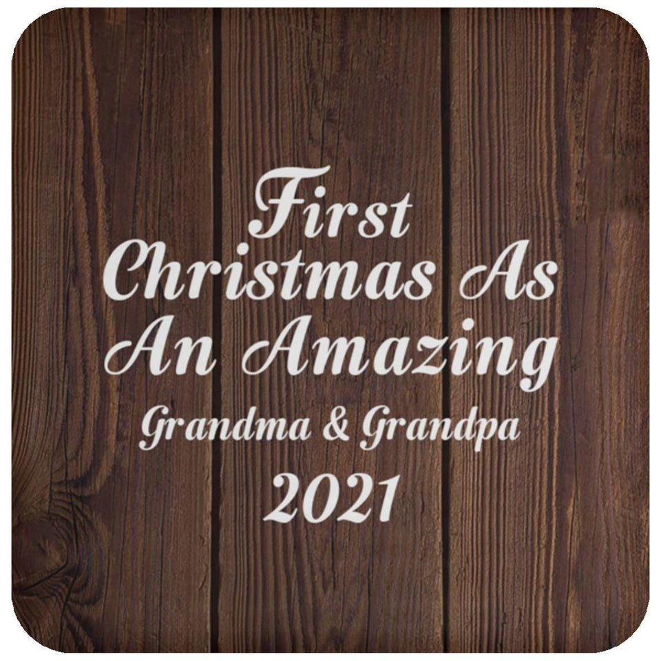 First Christmas As An Amazing Grandma & Grandpa 2021 - Drink Coaster D