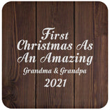 First Christmas As An Amazing Grandma & Grandpa 2021 - Drink Coaster D