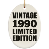 34th Birthday Vintage 1990 Limited Edition - Oval Ornament