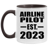 Airline Pilot Established EST. 2023 - 11oz Accent Mug Black