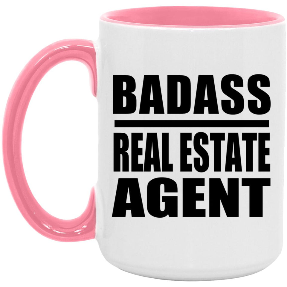 Badass Real Estate Agent - 15oz Accent Mug Pink