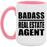 Badass Real Estate Agent - 15oz Accent Mug Pink