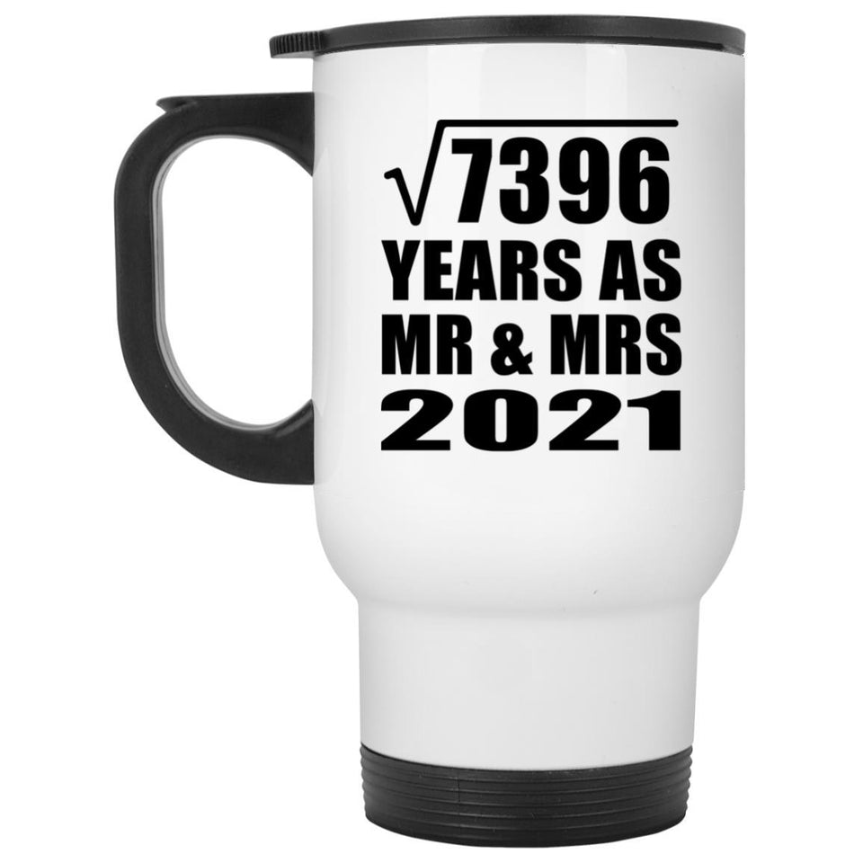 86th Anniversary Square Root of 7396 Years As Mr & Mrs 2021 - White Travel Mug