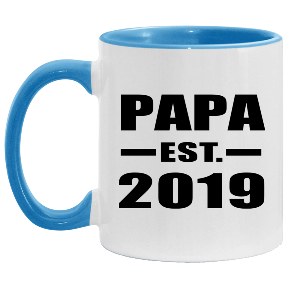 Papa Established EST. 2019 - 11oz Accent Mug Blue